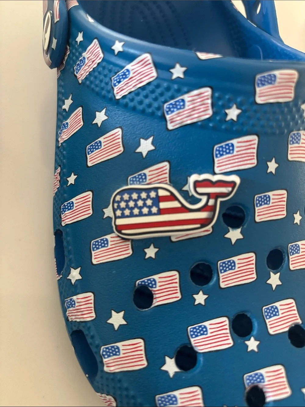 Kids Blue Flag Print Crocs Shoes